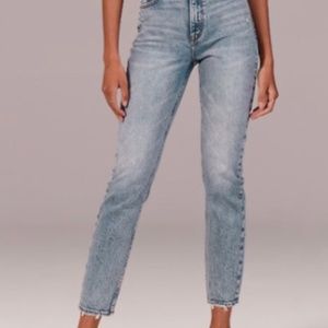 Curve Love High Rise Mom Jeans in Acid Wash Abercrombie and Fitch